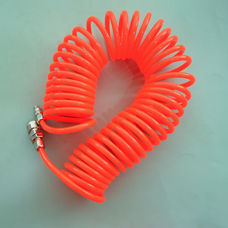 Fabricante ventas de resorte PU tubo de aire compresor de aire tubo de resorte tubo telescópico manguera de tubo de aire espiral con conector