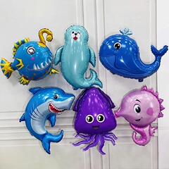 Ins新商品海洋動物風船赤ちゃん誕生日パーティーに子供の歳の漫画のリビングルームのプリント異形を配置します。