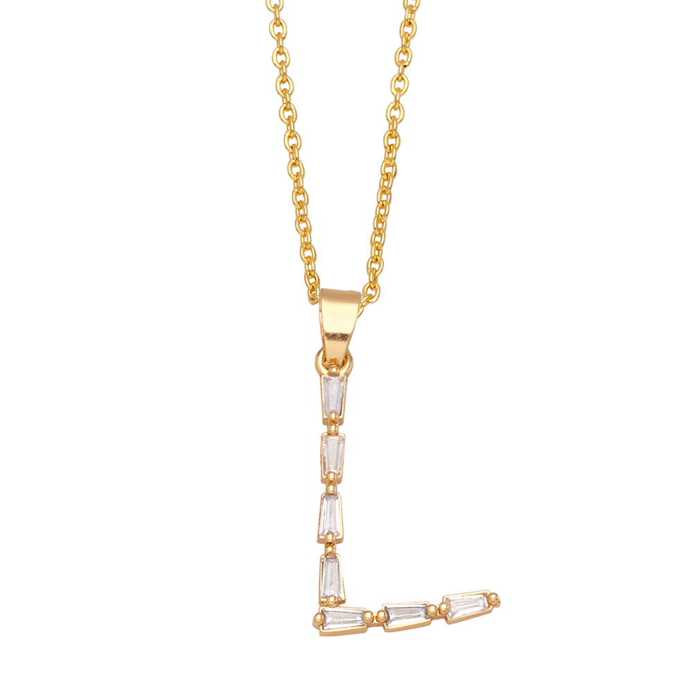 Fashion Letter Copper Inlay Zircon Pendant Necklace 1 Piece
