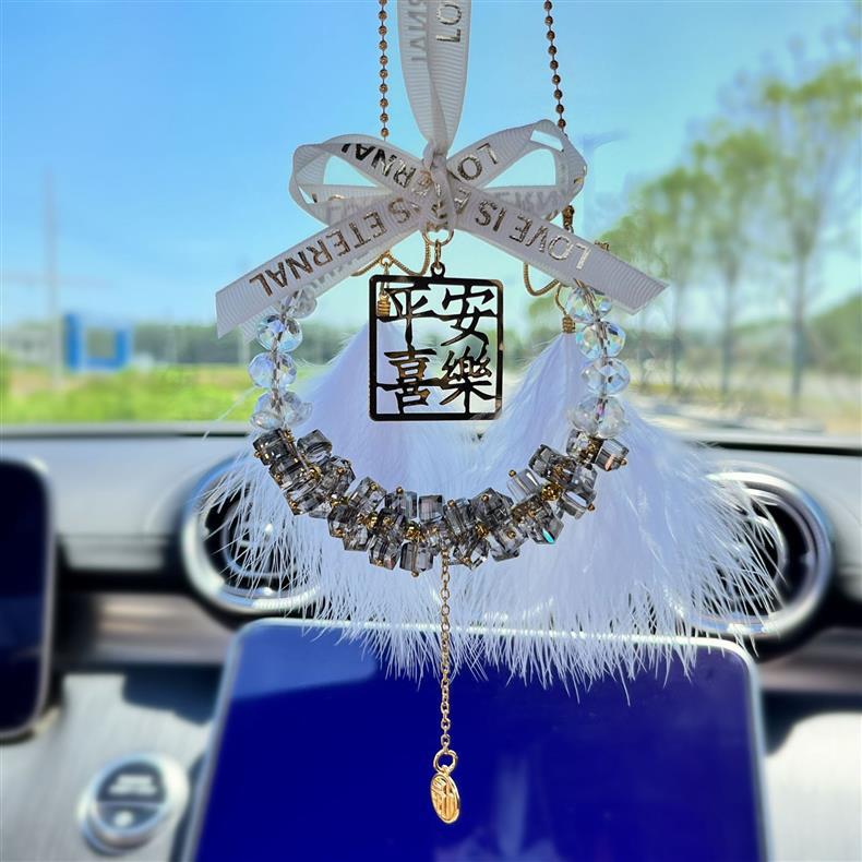 Peace and Joy Car Pendant New Model Car Rearview Mirror Crystal Interior Decoration High-End Ornament Gift for Girls