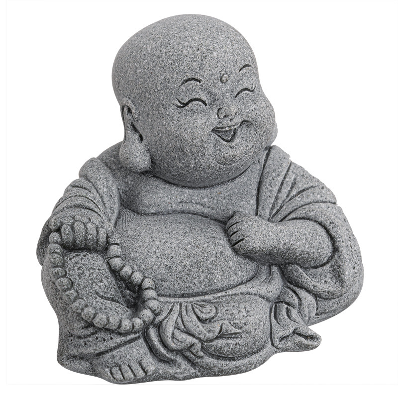 朝翔弥勒仏小仏茶は家の青い砂の石のデスクトップの水槽の景観の盆栽の装飾品を飾っています。|undefined