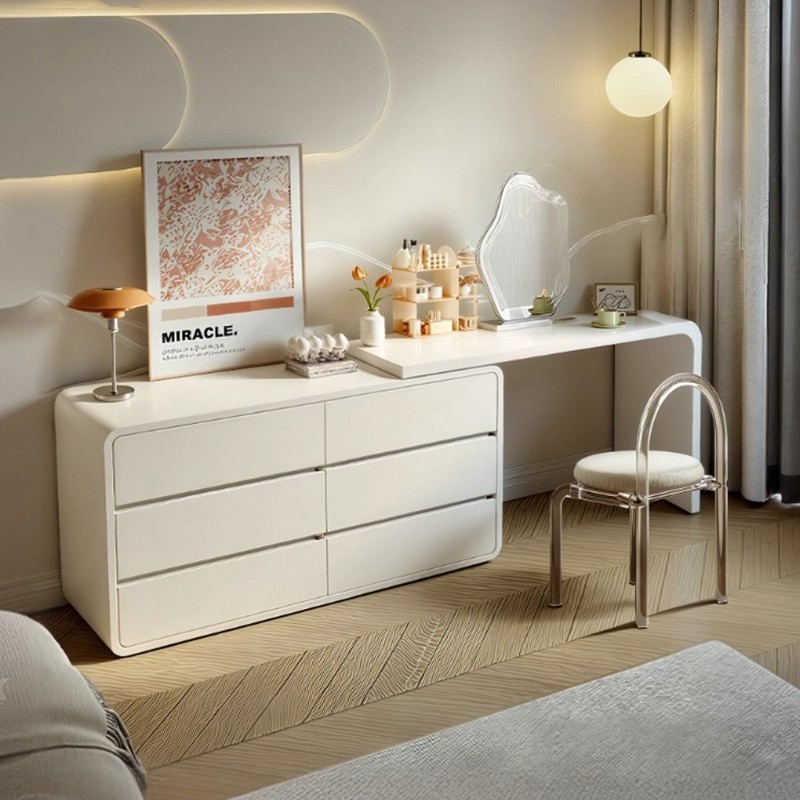Dormitorio al final de la cama mesa de tocador armario integrado moderno y simple dormitorio principal mesa de maquillaje almacenamiento escritorio integrado gabinete
