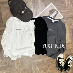 Children's Long Sleeve T-Shirt T2023 Autumn New Korean Style Fleece Base Layer Shirt Thick Letter Long Sleeve Children's Drop Ship One Piece