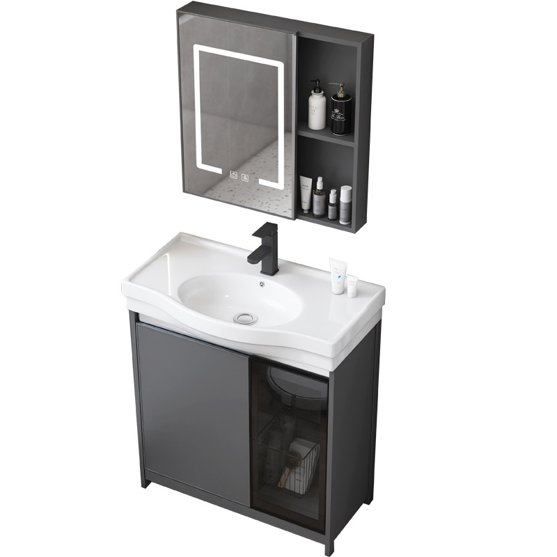 Puerta de vidrio tipo piso espacio gabinete de baño de aluminio balcón gabinete lavabo vertical pequeño tipo lavabo piscina