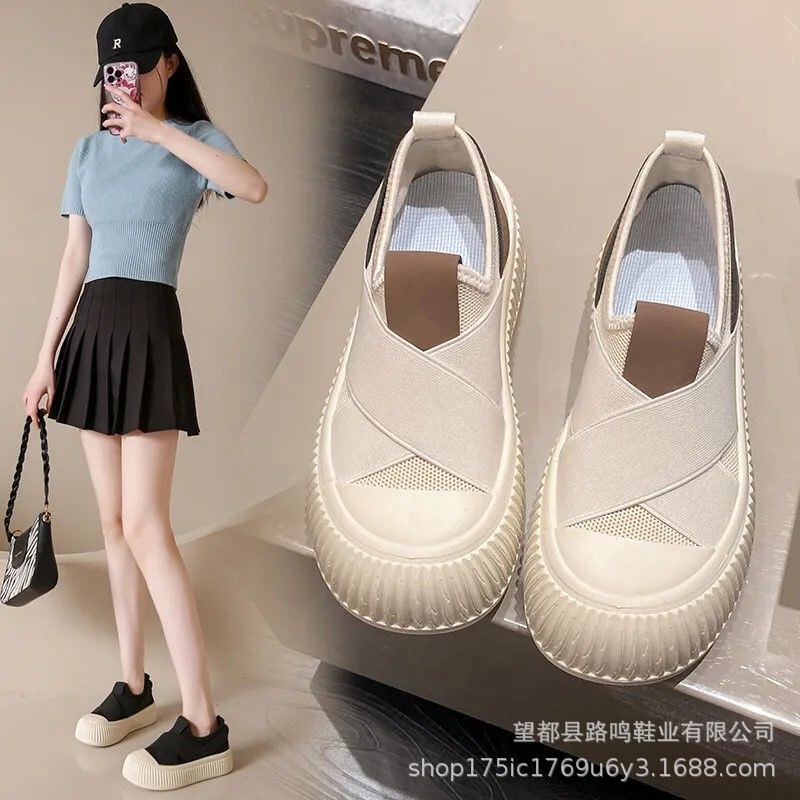 Foreign Trade Women's Shoes Spring & Fall New Breathable Mesh Biscuit Canvas Shoes Thick-Soled High-Leg Slip-On Trbottomy Casual Sneakers Foreign Trade Women's Shoes Spring & Fall New Breathable Mesh Biscuit Canvas Shoes Thick-Soled High-Leg Slip-On Trbottomy Casual Sneakers
