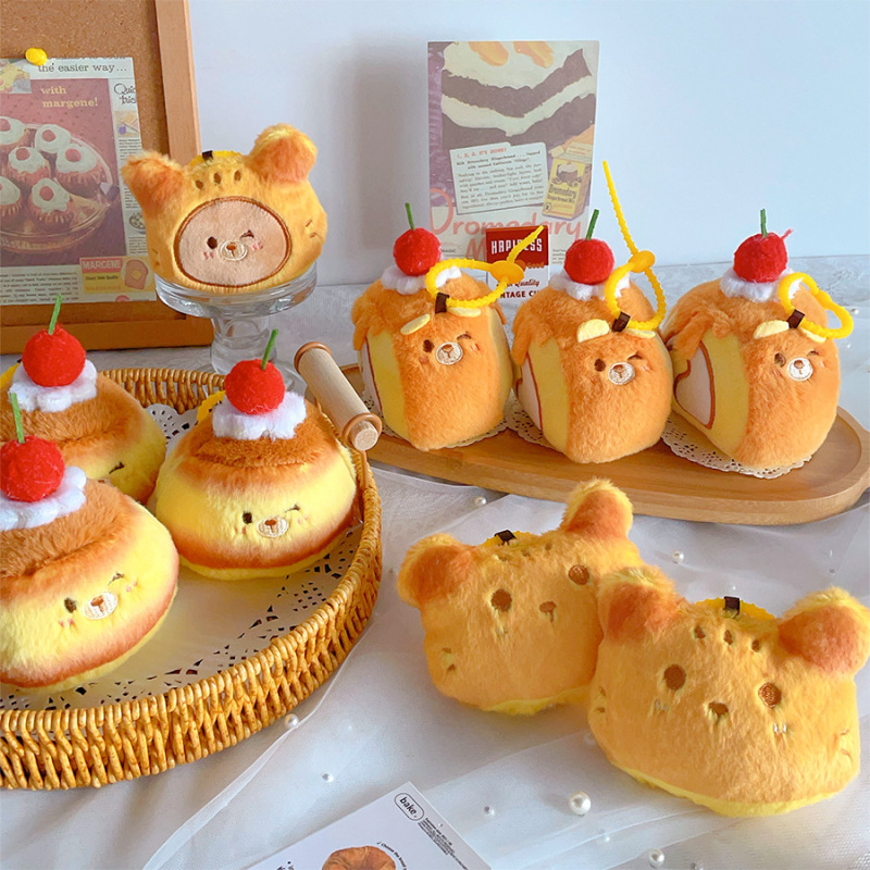 本物のデザートベーキングケーキシリーズ人形子供用バッグペンダント子猫ケーキ人形スイスロール布人形|undefined