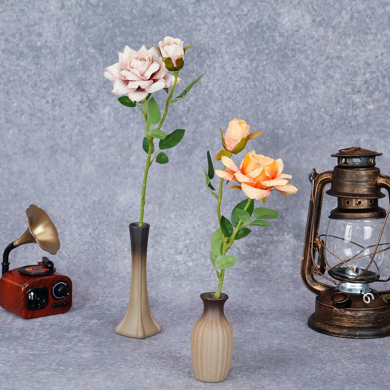 Two-Headed Tangyue Rose Retro Artificial Flower Camping Style Lamp Cafe Atmosphere Nostalgic Decorative Ornaments Photo Props