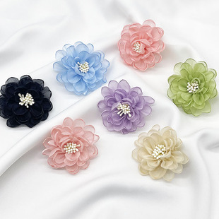 chiffon flower organza flower diy accessories shoe flower accessories clothing headdress semi-finished rose flower accessories
