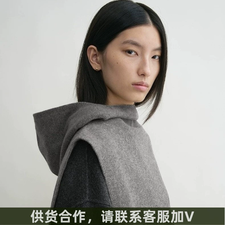 Штифты _ TOT * ME Модная форма с высоким воротником с капюшоном 100.0% Отобранный овечий шерстяной трикотаж