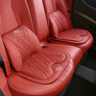 Nissan Sylphy Headrest Cushion, Seat cushion, seat cover - nissan-2-lumbar-supports-2-seat-cushions-volcano-red