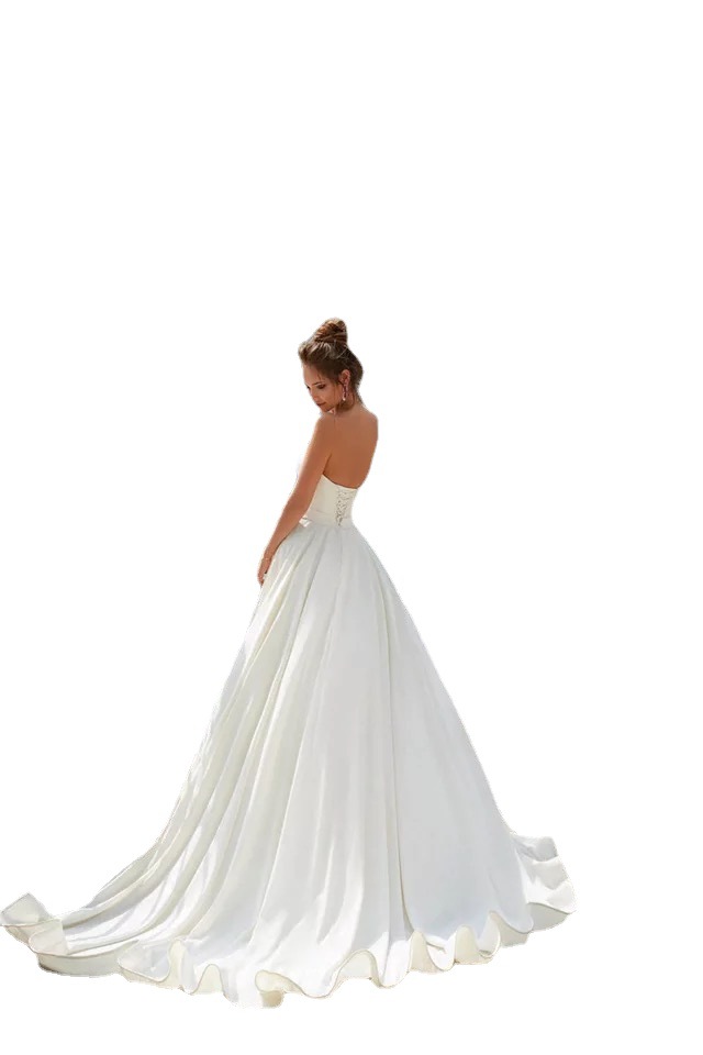 Amazon europeo y americano 2021 satén vestido de novia vestido largo flaco hombro miel Amazon dama de honor grupo image 6