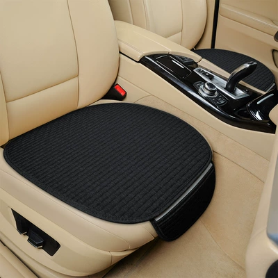 Seat cushion, seat cover general linen small plaid - black-square-mat