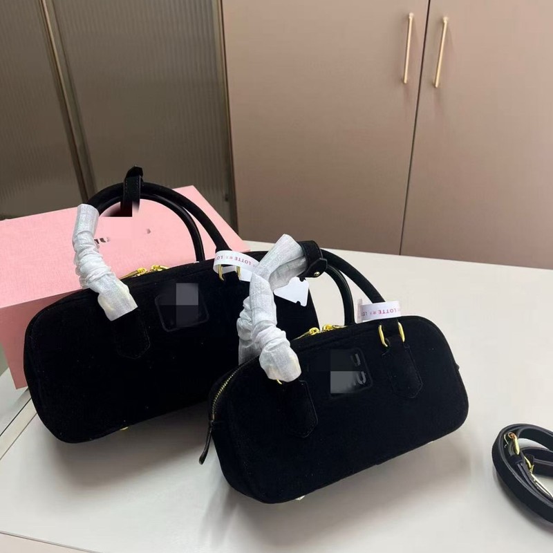 复古磨砂Miu缪家麂皮波士顿保龄球包包高级感手提单肩斜跨女包|undefined
