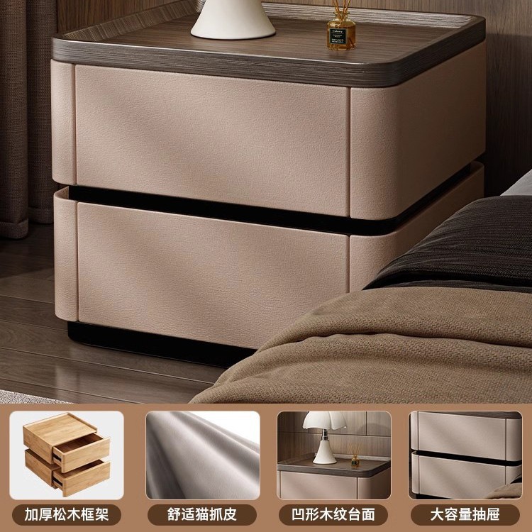 Mesita de noche de madera maciza con cerradura de combinación, caja fuerte, lujo ligero, sensación de alta gama, 2025, estilo caliente, dormitorio doméstico, armario de almacenamiento