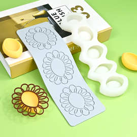 5连凹槽饺子造型蛋糕模具 3连线圈翻糖蕾丝垫巧克力装饰烘焙工具