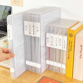 ins风得力收纳盒A4纸透明资料盒文件夹塑料档案盒办公室整理盒子