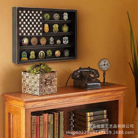 跨境木质勋章收纳架壁挂式国旗收纳盒多层挑战币奖牌收藏架奖章架