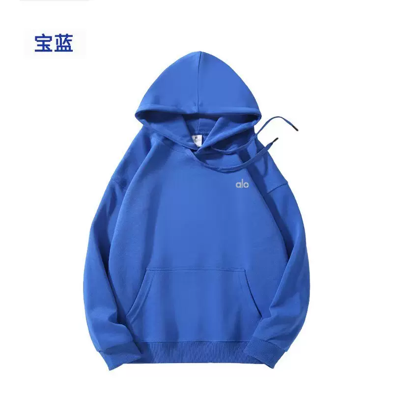 跨境新款alo yoga连帽金属镀银秋冬休闲宽松舒适卫衣男女套头帽衫