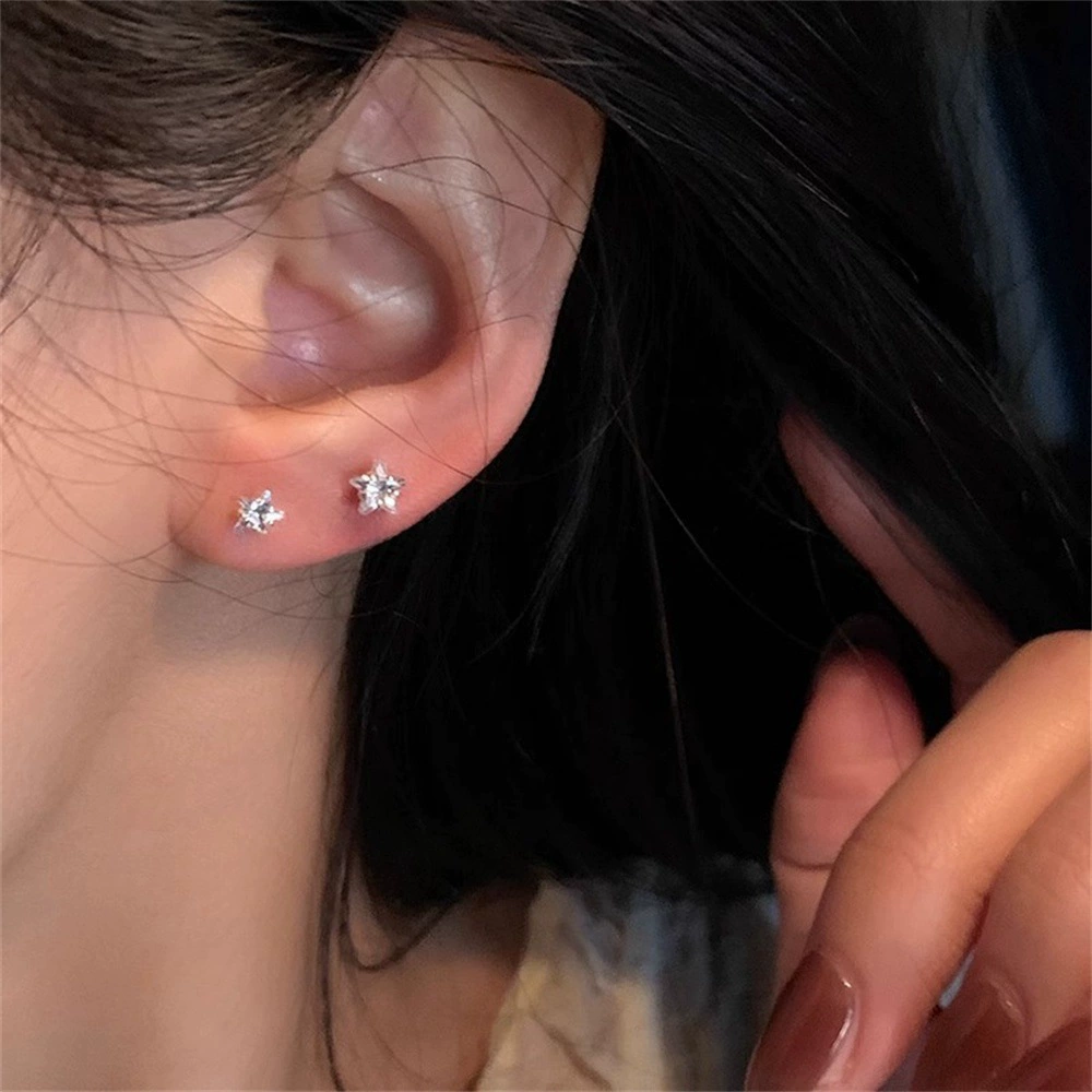 Earrings small sophisticated design, zircon stud earrings, hypoallergenic lightweight