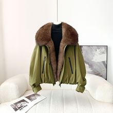 24海宁水貂毛领女鹅绒羽绒服皮草时尚款外套短款洋气百搭毛绒通勤