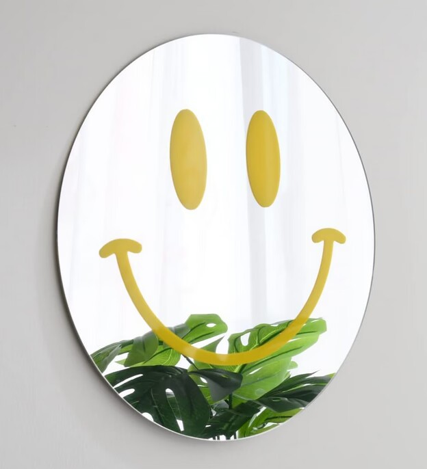 直径300mm亚克力镜片 室内装饰微笑镜片 丝印笑脸塑胶不易碎镜子