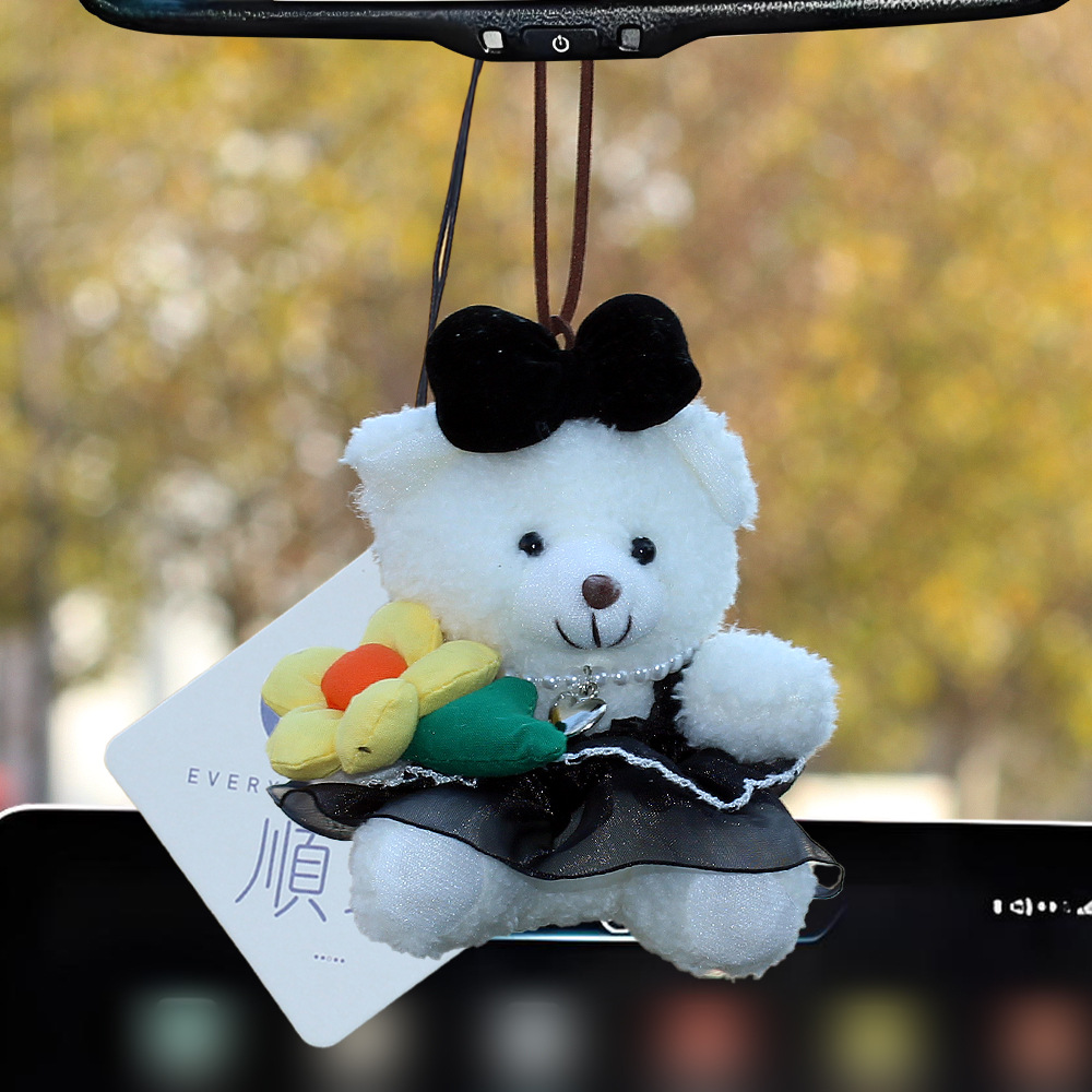 Pequeño oso de peluche colgante de automóviles colgante de automóviles colgante de automóviles espejo retrovisor colgante de automóviles adornos perfumados joyas mujeres