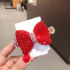 Red birthday charm, hairgrip heart-shaped, Korean style, diamond encrusted, with little bears