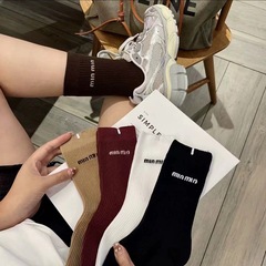 秋冬新款安可拉紅襪子女高腰襪簡約韓版時尚ins洋氣網紅堆堆長襪