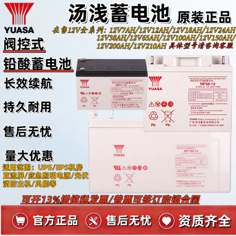 Yuasa Battery Np100-12H/12V100Ah/38Ah/65Ah/120Ah/Dc Panel Ups Power Supply