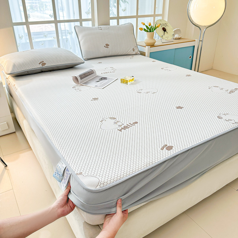 2025 nueva funda de cama Clase A funda de cama de seda de hielo funda protectora de colchón de verano de una sola pieza funda de cama de Doudou todo incluido de verano