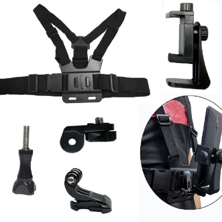 胸の前の胸に携帯電話を固定して肩にかけて神器を撮影します。