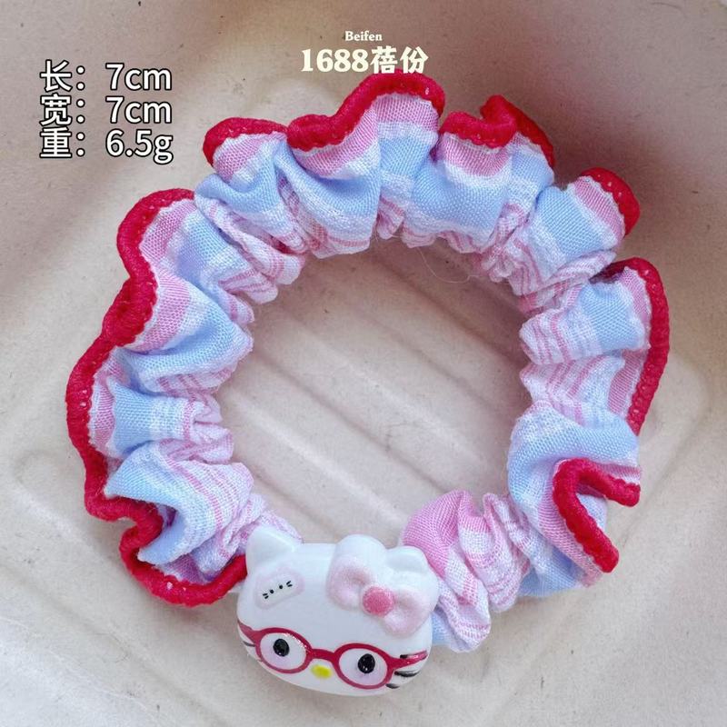 可爱眼镜猫咪格子小肠发圈女高弹力橡皮筋低马尾扎发头绳百搭发饰|undefined