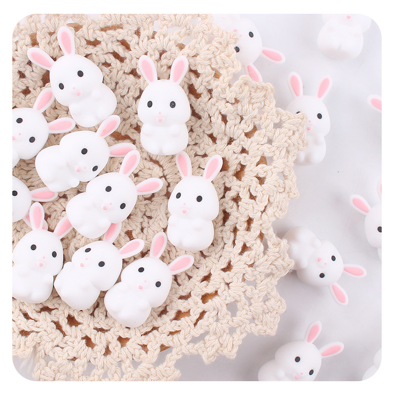 Productos creativos para bebés DIY dibujos animados silicona estereoscópica conejo blanco diente bebé molar tetina cadena accesorios de diente