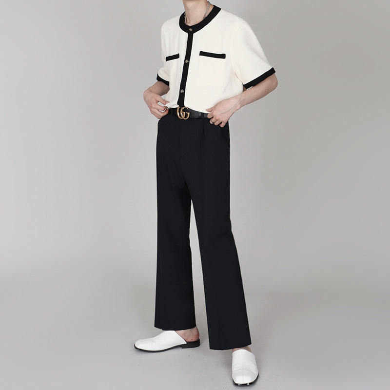 MYQ Chanel estilo cardigan de manga corta Camiseta de los hombres de verano estilo coreano moda de gama alta diseño camiseta capa superior