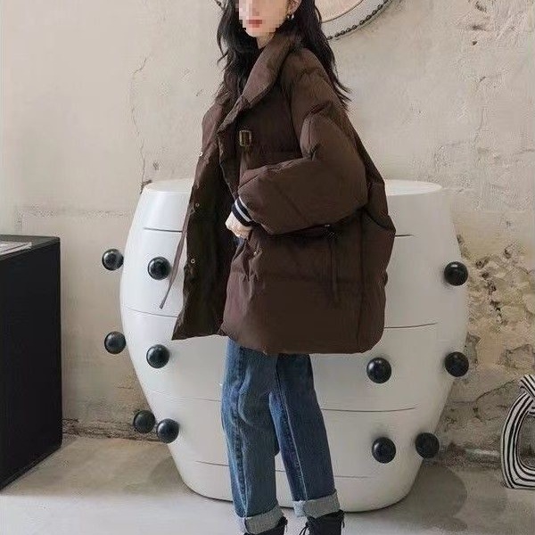 棉服女潮ins冬季2025新款洋气棉袄小众韩版宽松立领面包服中学生