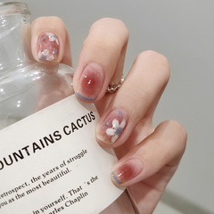 烏梅暈染花穿戴甲美甲貼片指甲貼片可拆卸假指甲穿戴美甲成品甲片