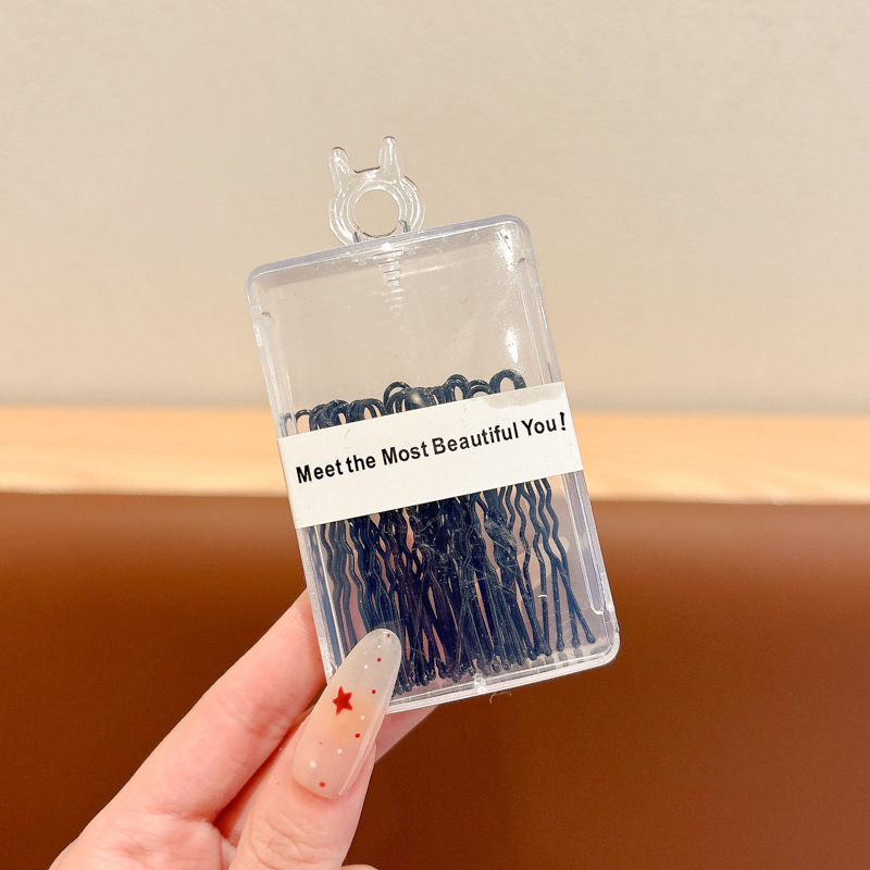 Simple caja negra una abrazadera de acero abrazadera de cabeza de bola de mujer cabello fijo en forma de U clip de cabello cabeza de abrazadera de pestaña invisible