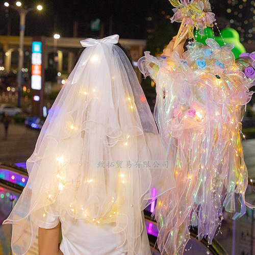 Trendy Night Market Trinkets: Glowing Head Veils for Street Vending—Wholesale Supply of Children’s Glow-in-the-Dark Toy Head Veils Perfect for Photoshoots and Licensing Requirements