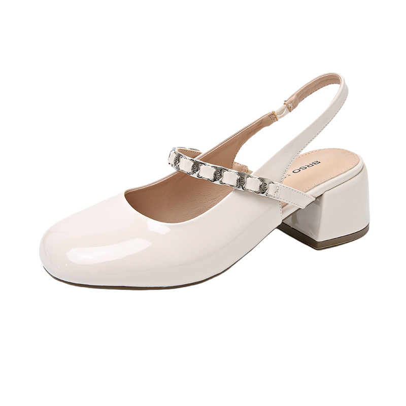 Zapatos Lady mismo estilo temperamento francés Mary Jane zapatos individuales mujer tacón grueso Baotou sandalias 2025 verano nuevos tacones altos