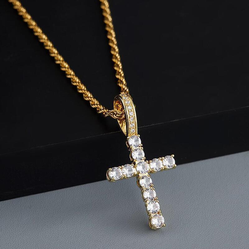 Xiyin Cross-border Horse Thinking Gem Same Style Zircon Cross Necklace Women's Simple Light Luxury Pendant Fashion Xiyin Cross-border Horse Thinking Gem Same Style Zircon Cross Necklace Women's Simple Light Luxury Pendant Fashion