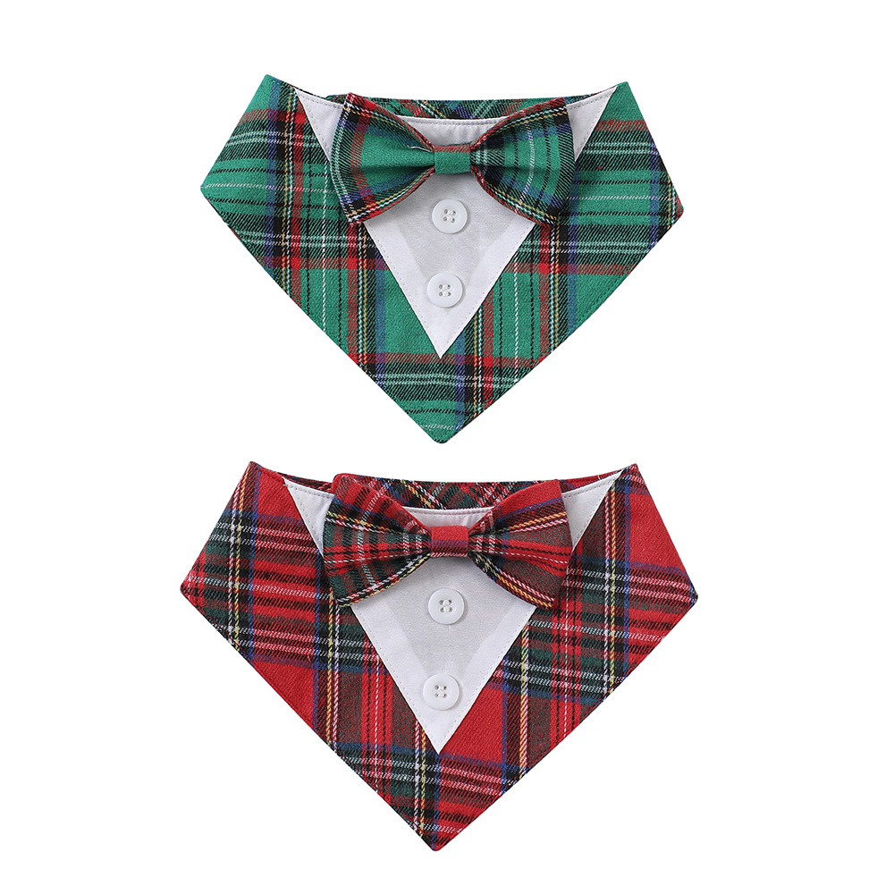 TANPOPO transfronterizo para Navidad cuadrada mascota corbata toalla triangular velcro toalla toalla de saliva para perros bufandas