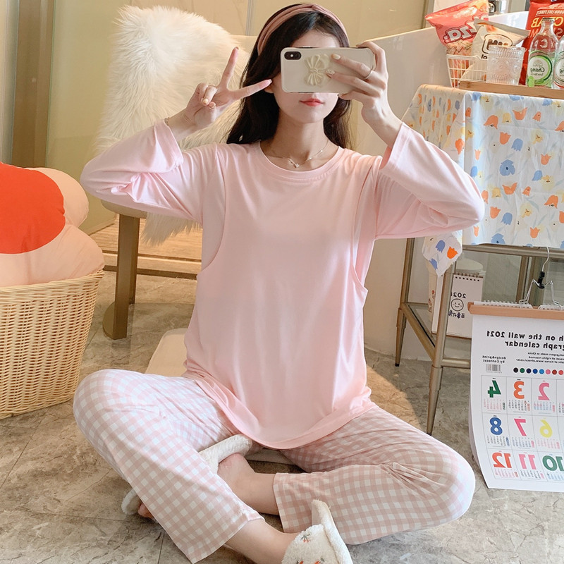 May 202 Children's Pajamas Women's Spring and Autumn suit Nursing Pregnant Women's Thin Prenatal and Postpartum Sitting Monthly Nursing Home Clothes