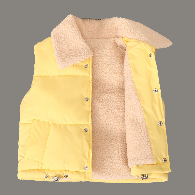 Niños 2025 nuevo chaleco de terciopelo de grano de agitación niñas otoño y invierno con clip de caballo chaleco de terciopelo para bebés calientes chaleco exterior