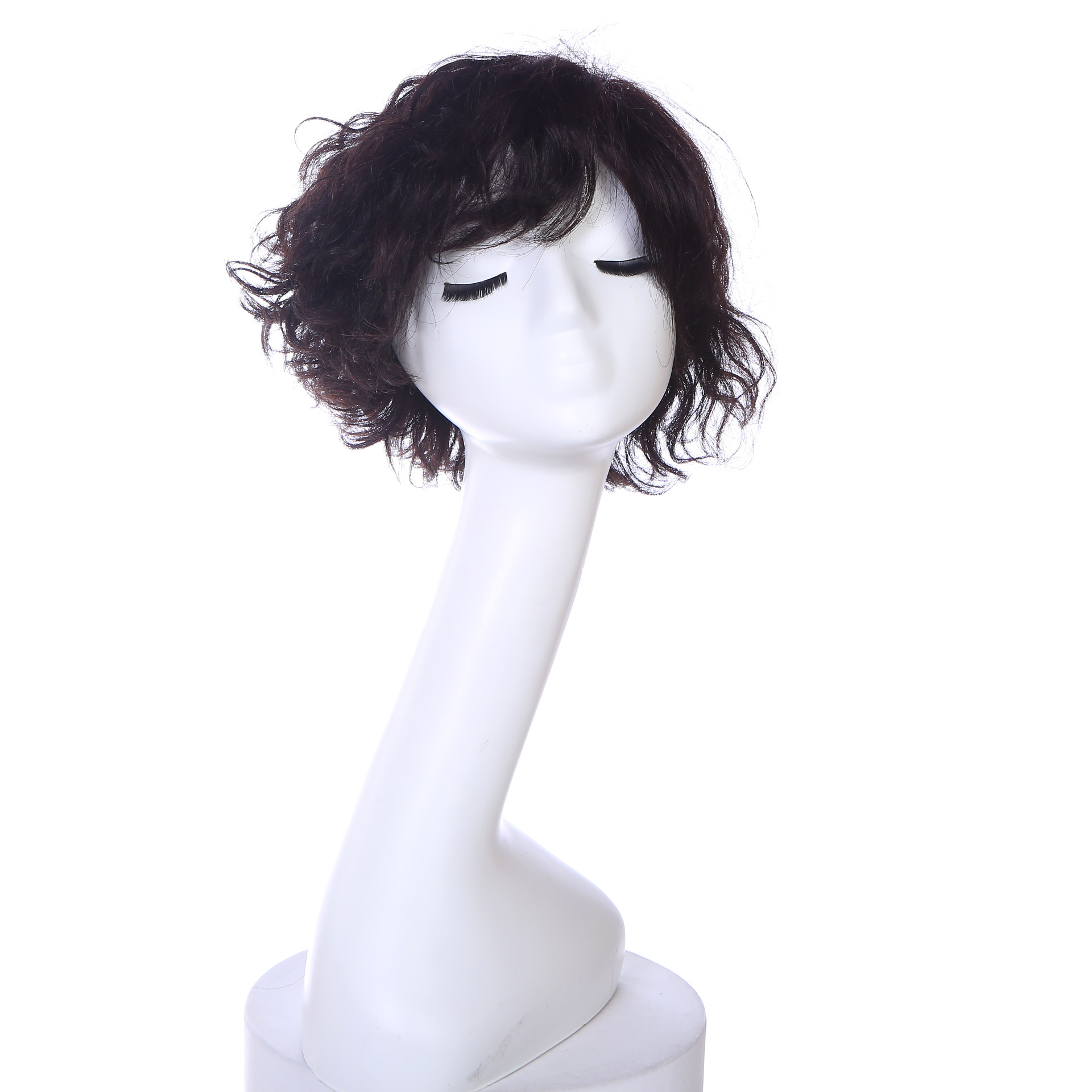 Perruca cubierta de cabello corto cabello de mujer cabello humano fino de mediana edad cabello permanente LW0417