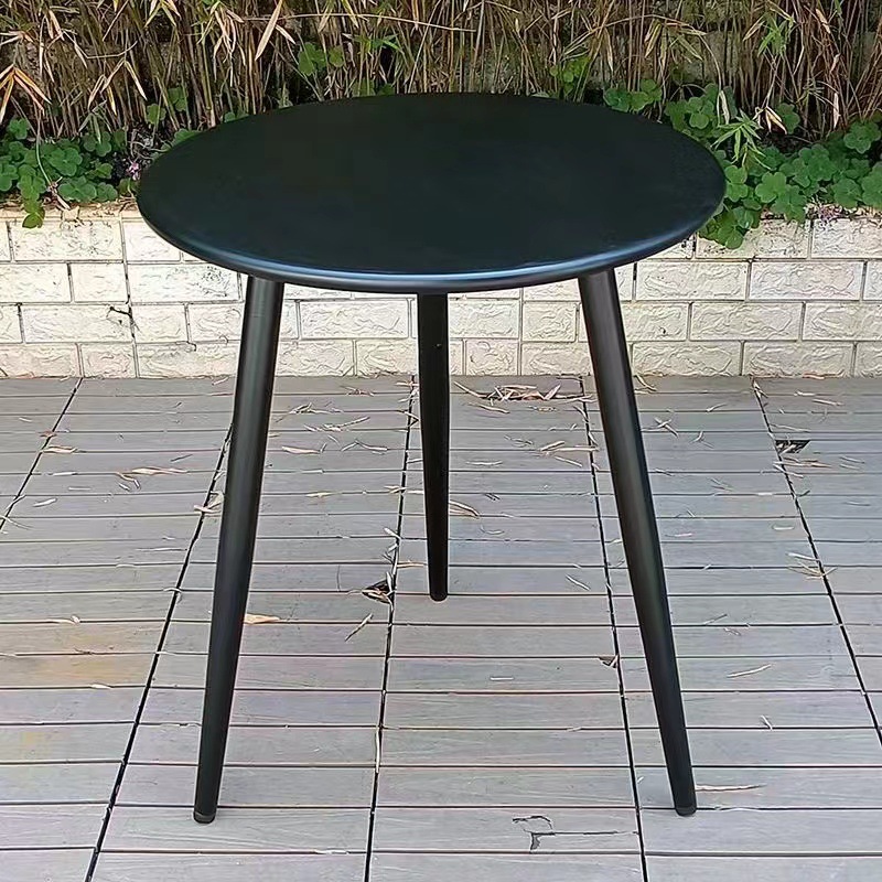 Mesa redonda de acero al carbono impermeable para exterior, balcón, bar o restaurante