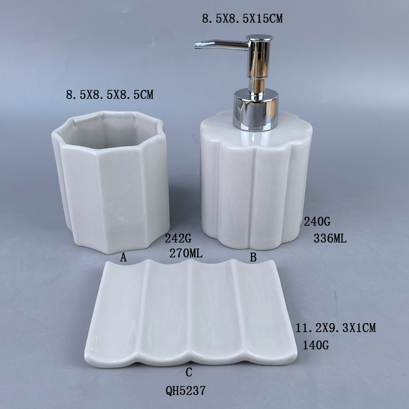 Traje de baño en forma de concha europeo y americano transfronterizo creativo cerámica Concha baño conjunto cuarto de baño conjunto de cuatro piezas