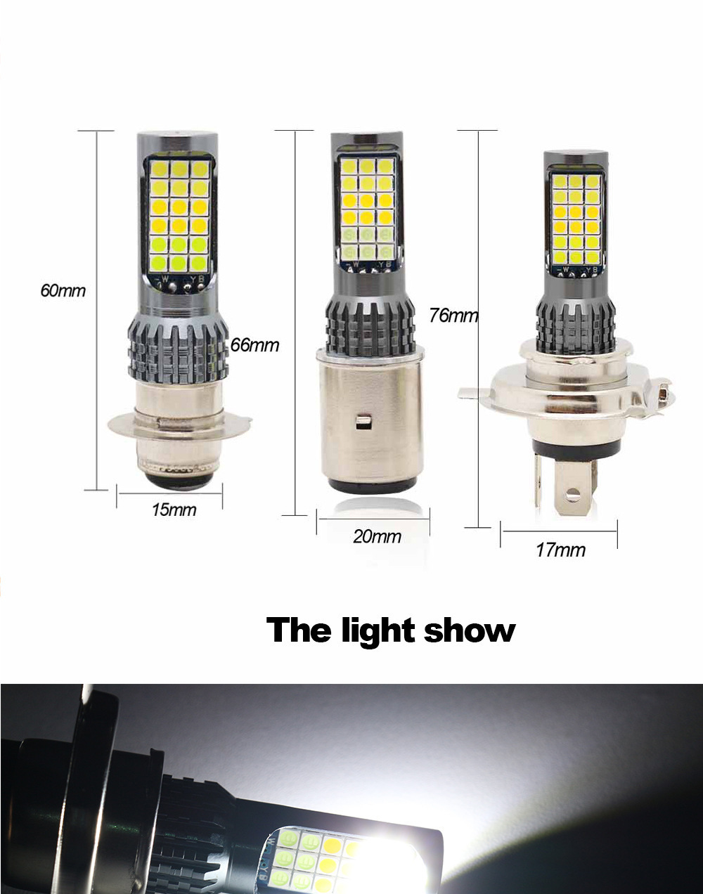 Foreign trade new motorcycle LED headlights double three-color H4 BA20D H6 normally bright flash 36SMD modification
