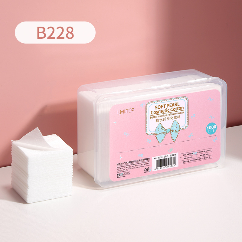 LMLTOP 1000 piezas de algodón maquillaje no tejido delgado salón de belleza húmedo ahorro de agua caja de algodón desmaquillaje