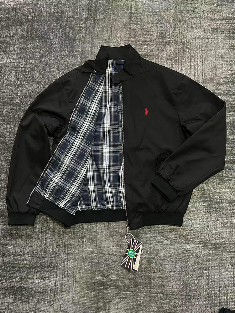 Cleanfit American-style trendy stand-up collar Harrington embroidered jacket for men and women, autumn and winter plaid lined patchwork coat