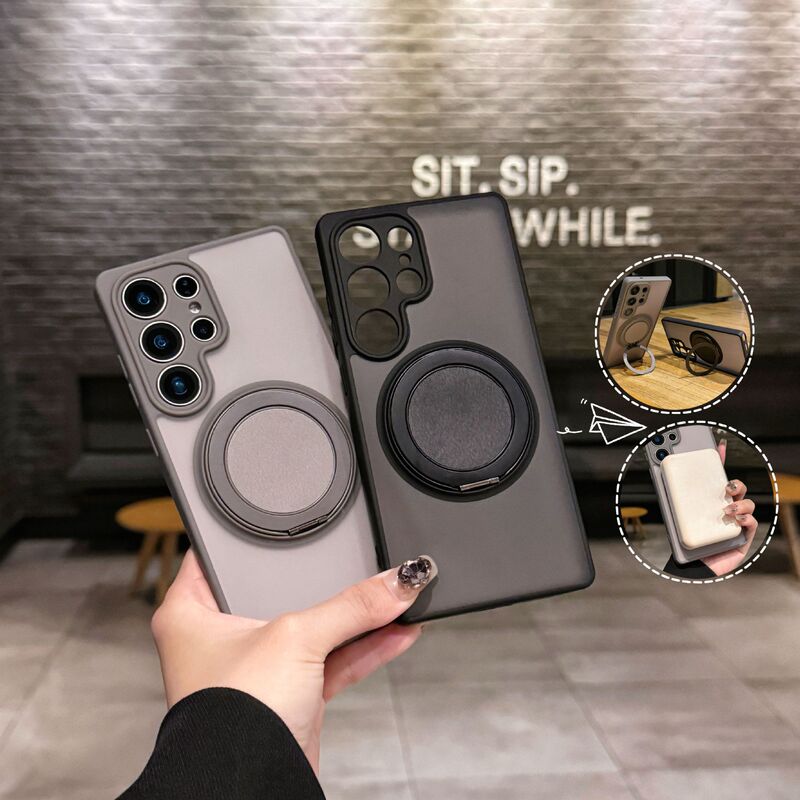 Suitable for Samsung S25Fe Skin-Feel Magnetic S24Ultra Mobile Phone Case A26 Bracket A17 All-Inclusive A36 Anti-Fall A05S